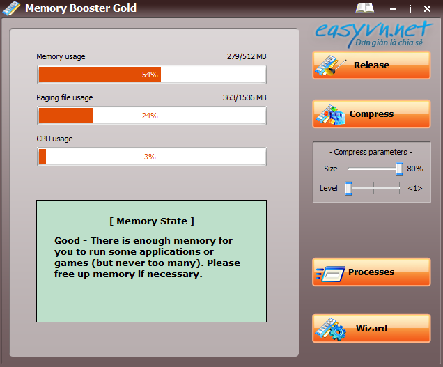 Memory Booster Gold 6.1.1.726 | Tăng tốc và quản lý bộ nhớ RAM