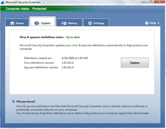 Description: Microsoft Security Essentials 4.0.1111.0 Beta 2
