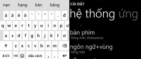 Windows Phone 8 sẽ hỗ trợ tiếng Việt.
