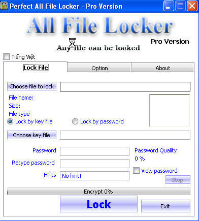 AllFileLocker1 Bảo mật file với All File Locker Pro